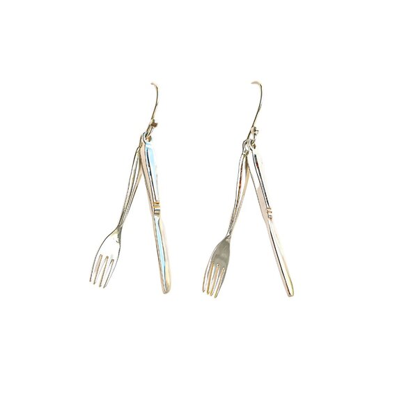 925 Sterling Silver Fork and Knife Earrings